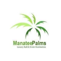 ManateePalms logo, luxury BnB and event destination.